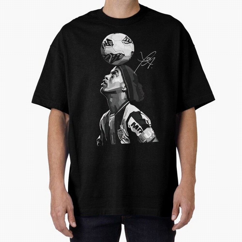 Ronaldinho - black white Oversized T-Shirt Celebrate the Next Chapter of FIFA World Cup 2026 Spirit, Made for Brazil, Portugal and Argentina, Messi, Neymar and Mbappe, Football Passion, Legendary Performances, Festival Vibes and Supporter