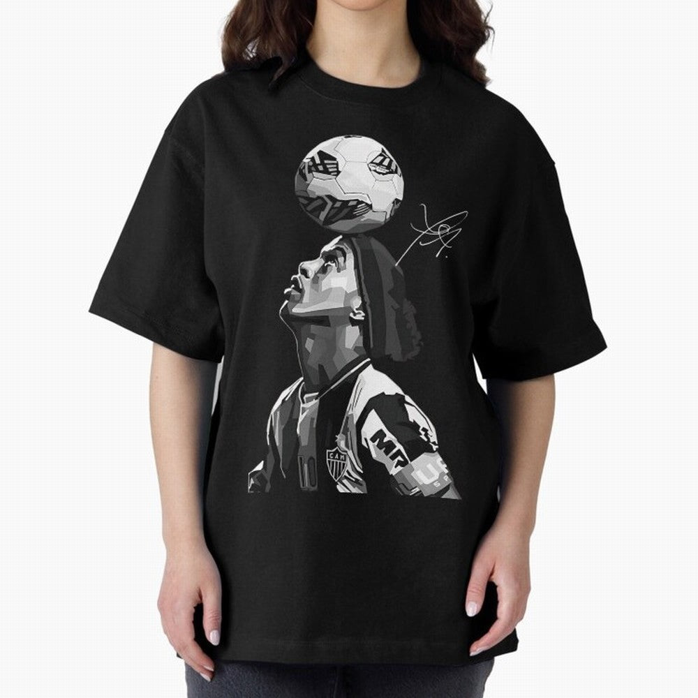 Ronaldinho - black white Oversized T-Shirt Celebrate the Next Chapter of FIFA World Cup 2026 Spirit, Made for Brazil, Portugal and Argentina, Messi, Neymar and Mbappe, Football Passion, Legendary Performances, Festival Vibes and Supporter