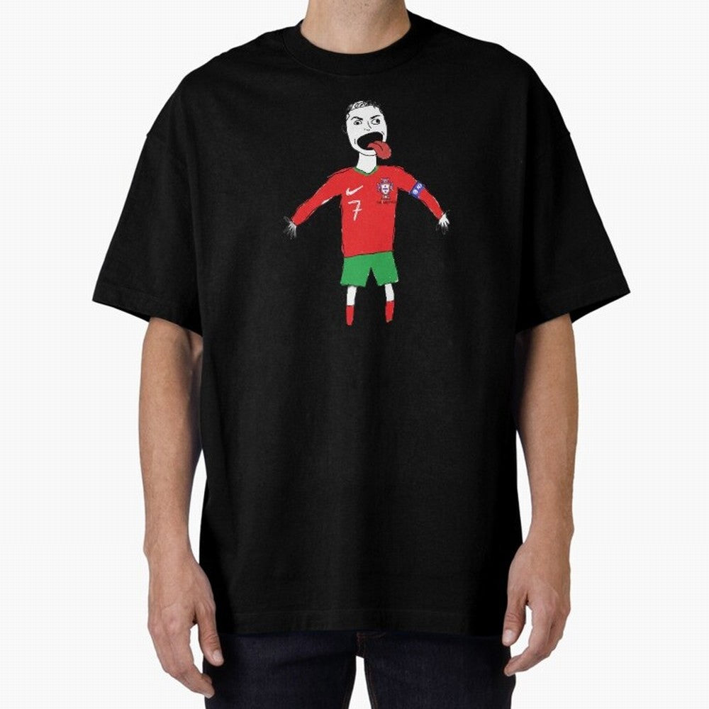 Badly Drawn Ronaldo Oversized T-Shirt Make Memories around the FIFA World Cup 2026 Journey through Neymar Highlights, Portugal, Spain and Germany Pride, Stadium Chants, National Pride, Trophy Dreams and Unforgettable Football Memories; Perfect for