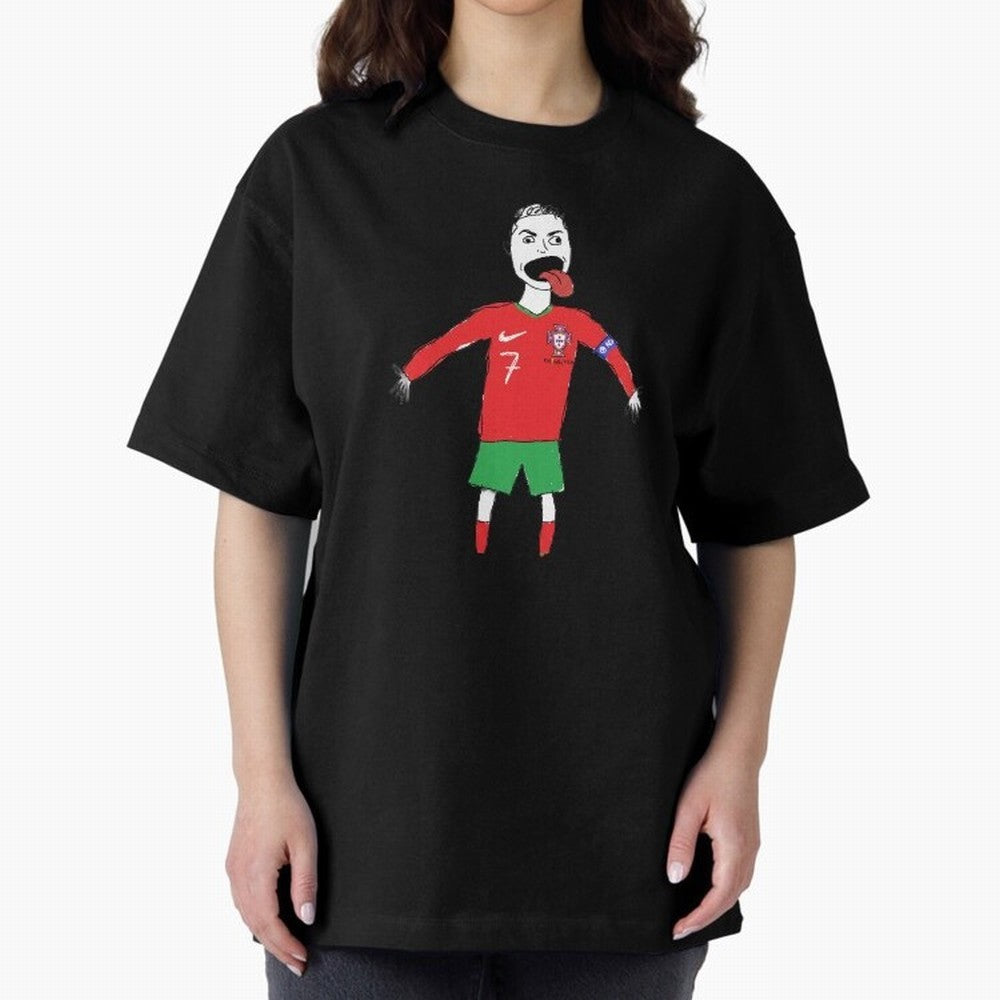 Badly Drawn Ronaldo Oversized T-Shirt Make Memories around the FIFA World Cup 2026 Journey through Neymar Highlights, Portugal, Spain and Germany Pride, Stadium Chants, National Pride, Trophy Dreams and Unforgettable Football Memories; Perfect for