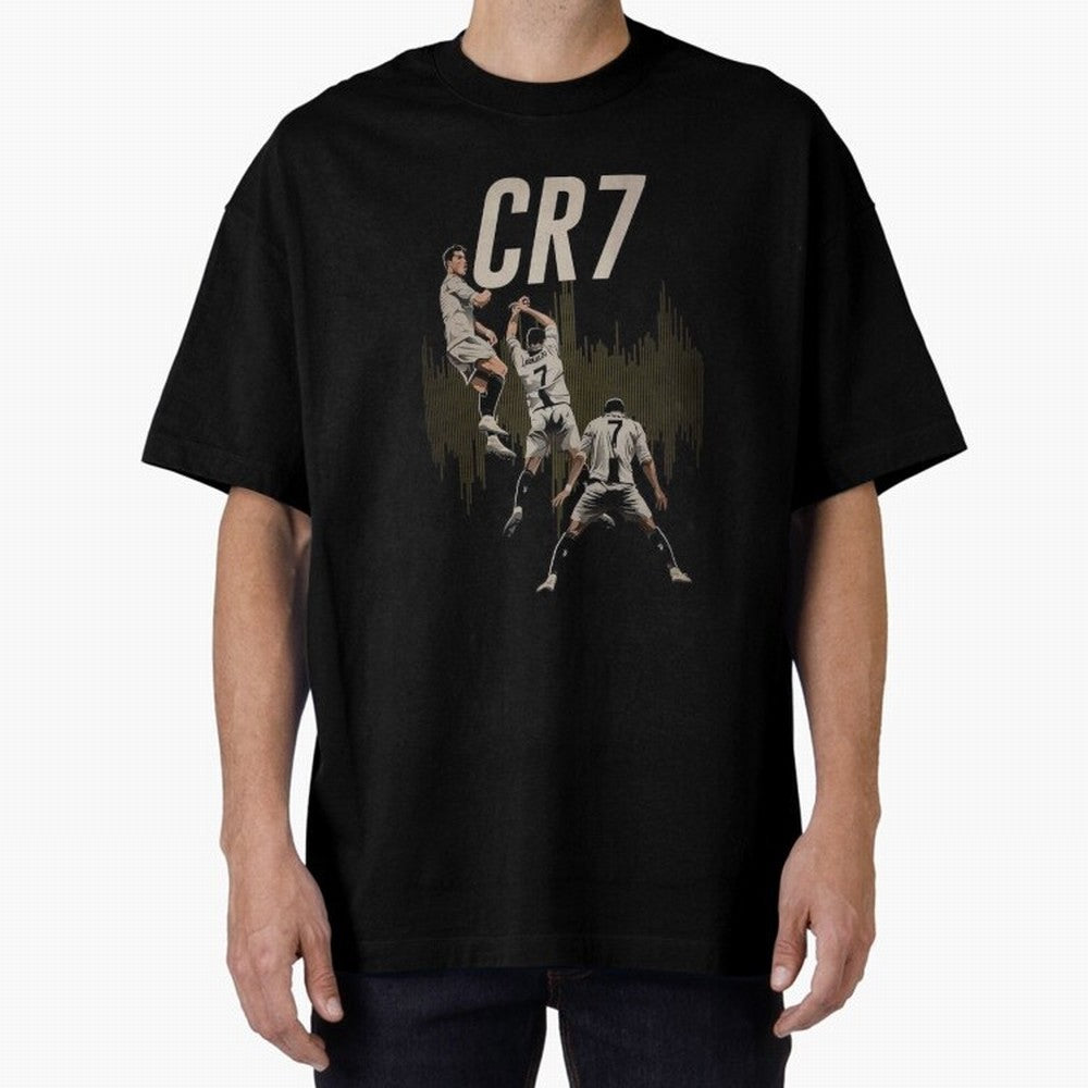 Illustration Ronaldo Design Oversized T-Shirt Carry National Pride through the FIFA World Cup 2026 Journey through Messi Highlights, Spain and Netherlands Pride, Football History, Final Match Energy, Crowd Noise and Once in a Lifetime Moments;