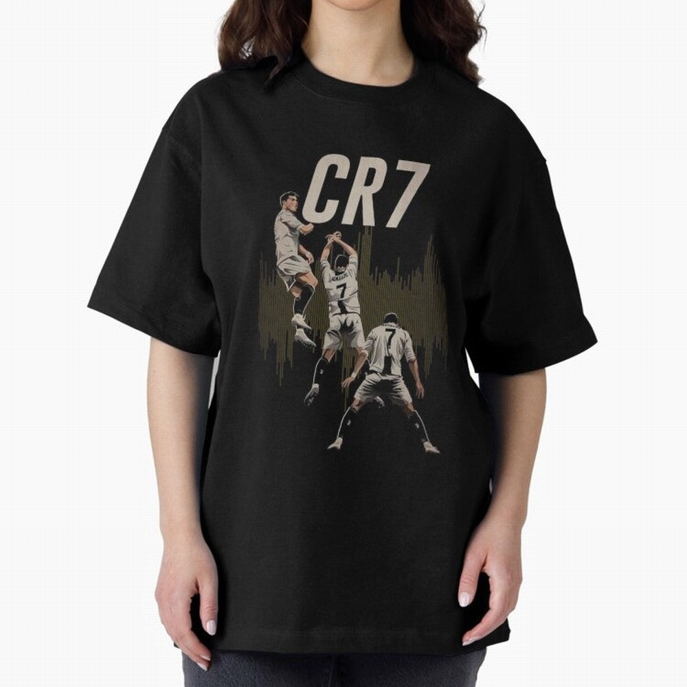 Illustration Ronaldo Design Oversized T-Shirt Carry National Pride through the FIFA World Cup 2026 Journey through Messi Highlights, Spain and Netherlands Pride, Football History, Final Match Energy, Crowd Noise and Once in a Lifetime Moments;