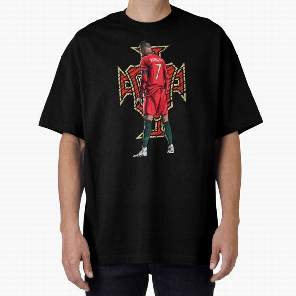 Cristiano Ronaldo Portugal Logo Oversized T-Shirt Bring Retro Soccer Energy to FIFA World Cup 2026 USA Canada Mexico Spirit, Driven by Spain and Netherlands, Haaland, Champion Mindset, Group Stage Buzz, Knockout Tension and Passionate Fan Culture;