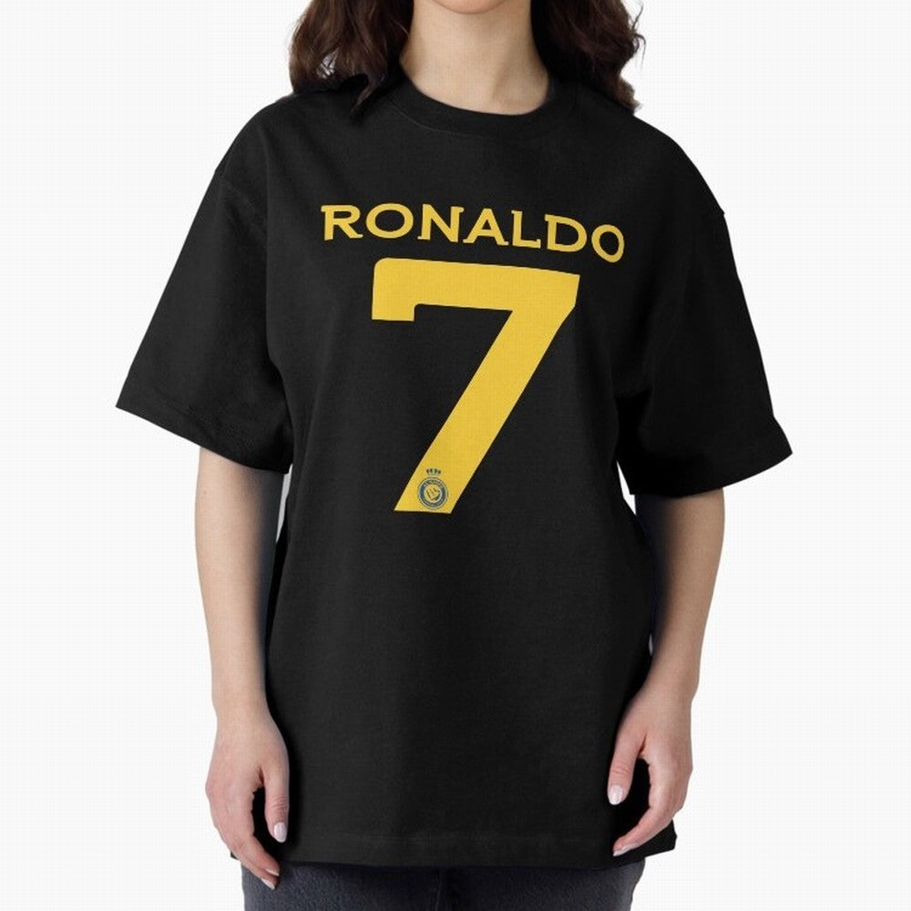 Ronaldo 7 Al-Nassr Football Club - Oversized T-Shirt Share Match Day Hype around FIFA World Cup 2026 Group Stage, Haaland and Mbappe, Germany, Football Festival Excitement, Trophy Ambitions, Country Rivalries and Star Player Buzz; Perfect for Fans,