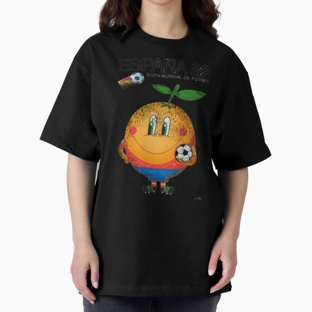 Espana 82 Oversized T-Shirt Celebrate the Next Chapter of FIFA World Cup 2026 Group Stage for Fans of Messi, CR7 and Mbappe and England, France and Netherlands, Bringing Vintage Soccer Flavor, Modern Football Stars, National Flags and Final Night