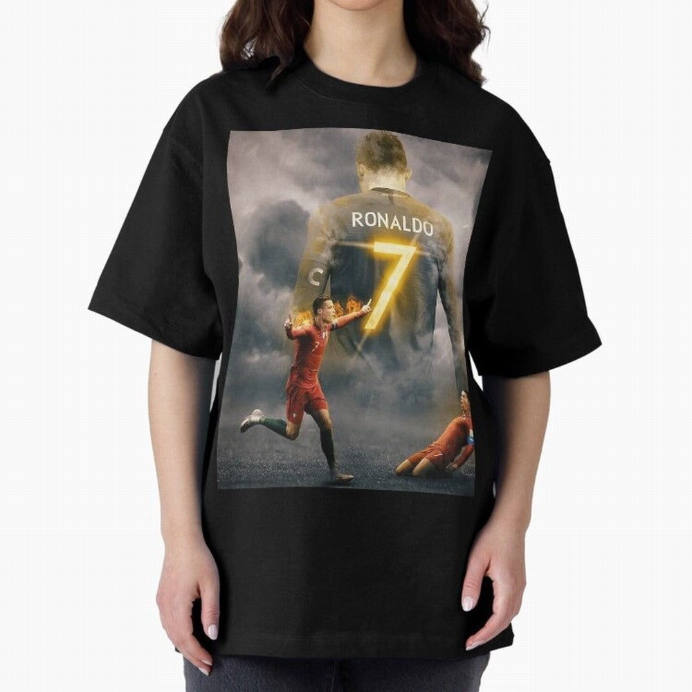 Aesthetic ronaldo poster Oversized T-Shirt Celebrate Unforgettable Nights in FIFA World Cup 2026 Group Stage for Fans of Neymar, Haaland and Cristiano Ronaldo and Spain, Bringing Football History, Final Match Energy, Crowd Noise and Once in a