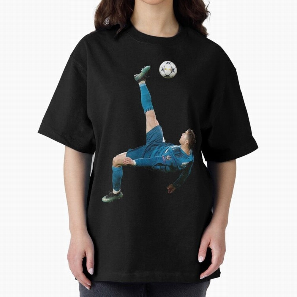 CRISTIANO RONALDO BICYCLE KICK Classic Oversized T-Shirt Represent the Passion of Global Football Passion for FIFA World Cup 2026 USA Canada Mexico, Connected to Messi, Neymar and Mbappe, Spain and Netherlands, Stadium Chants, National Pride,