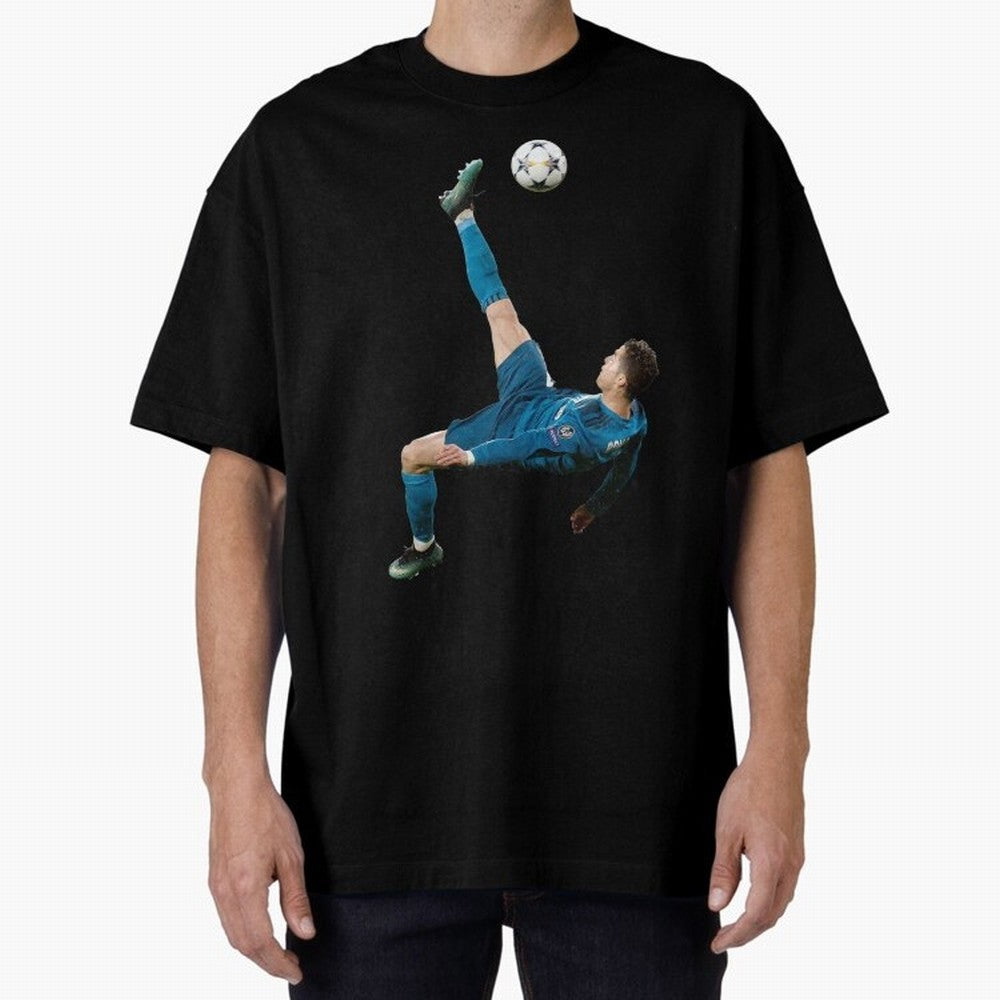CRISTIANO RONALDO BICYCLE KICK Classic Oversized T-Shirt Represent the Passion of Global Football Passion for FIFA World Cup 2026 USA Canada Mexico, Connected to Messi, Neymar and Mbappe, Spain and Netherlands, Stadium Chants, National Pride,