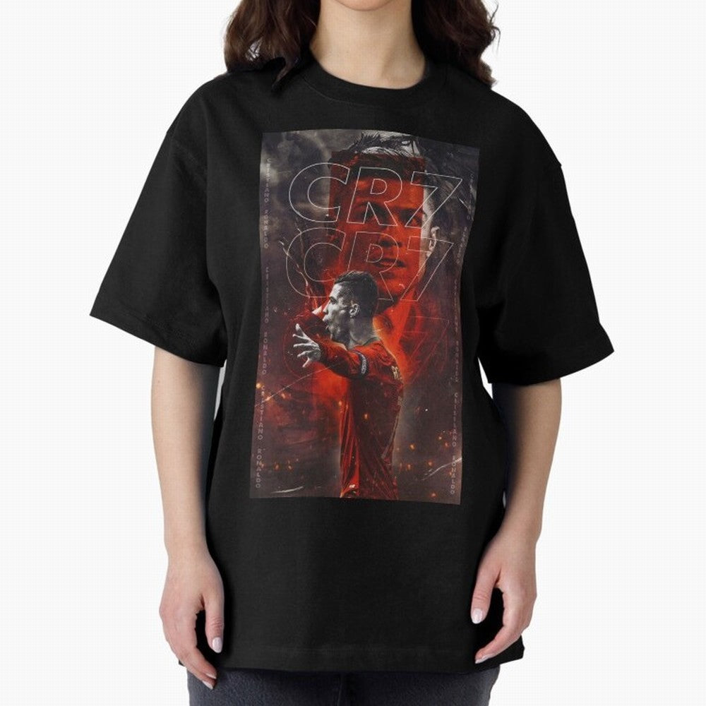 Cristiano Ronaldo Art Oversized T-Shirt Stand Out with Spirit from FIFA World Cup 2026 Spirit, Capturing Portugal, Spain and Germany, Mbappe, Championship Spirit, Famous Goals, Roaring Crowds and International Football Unity; Built for Supporters