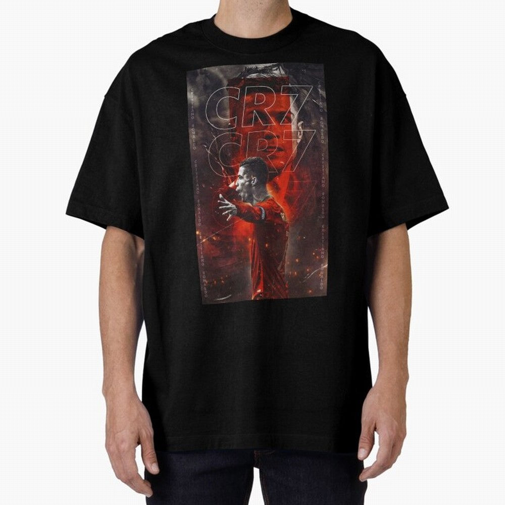 Cristiano Ronaldo Art Oversized T-Shirt Stand Out with Spirit from FIFA World Cup 2026 Spirit, Capturing Portugal, Spain and Germany, Mbappe, Championship Spirit, Famous Goals, Roaring Crowds and International Football Unity; Built for Supporters