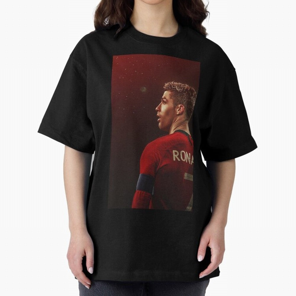 Art Ronaldo Wallpaper Oversized T-Shirt Enjoy the FIFA World Cup 2026 Group Stage Journey through Messi and Cristiano Ronaldo Highlights, Spain Pride, Fan Favorite Moments, National Team Passion, Big Match Drama and Soccer History; Created for