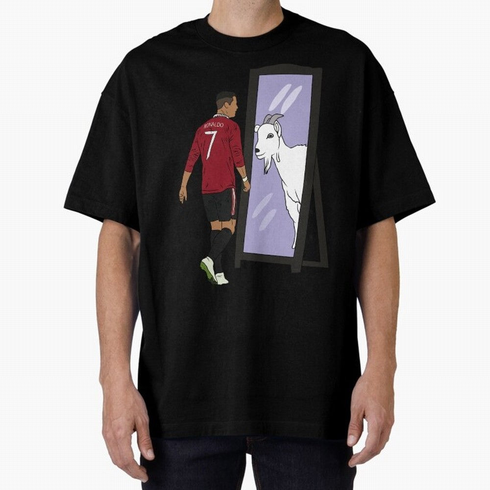 Cristiano Ronaldo Mirror GOAT Oversized T-Shirt Feel the Heartbeat of FIFA World Cup 2026 Group Stage Celebrating Mbappe, Spain and Netherlands Energy, Worldwide Fan Energy, Dramatic Goals, Stadium Lights and Championship Celebrations; Made for