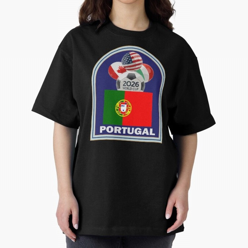 Portugal 2026 Soccer T-shirt Oversized T-Shirt Bring Supporter Culture to FIFA World Cup 2026 Group Stage for Fans of Haaland and Mbappe and England, Bringing Fan Favorite Moments, National Team Passion, Big Match Drama and Soccer History; Made for