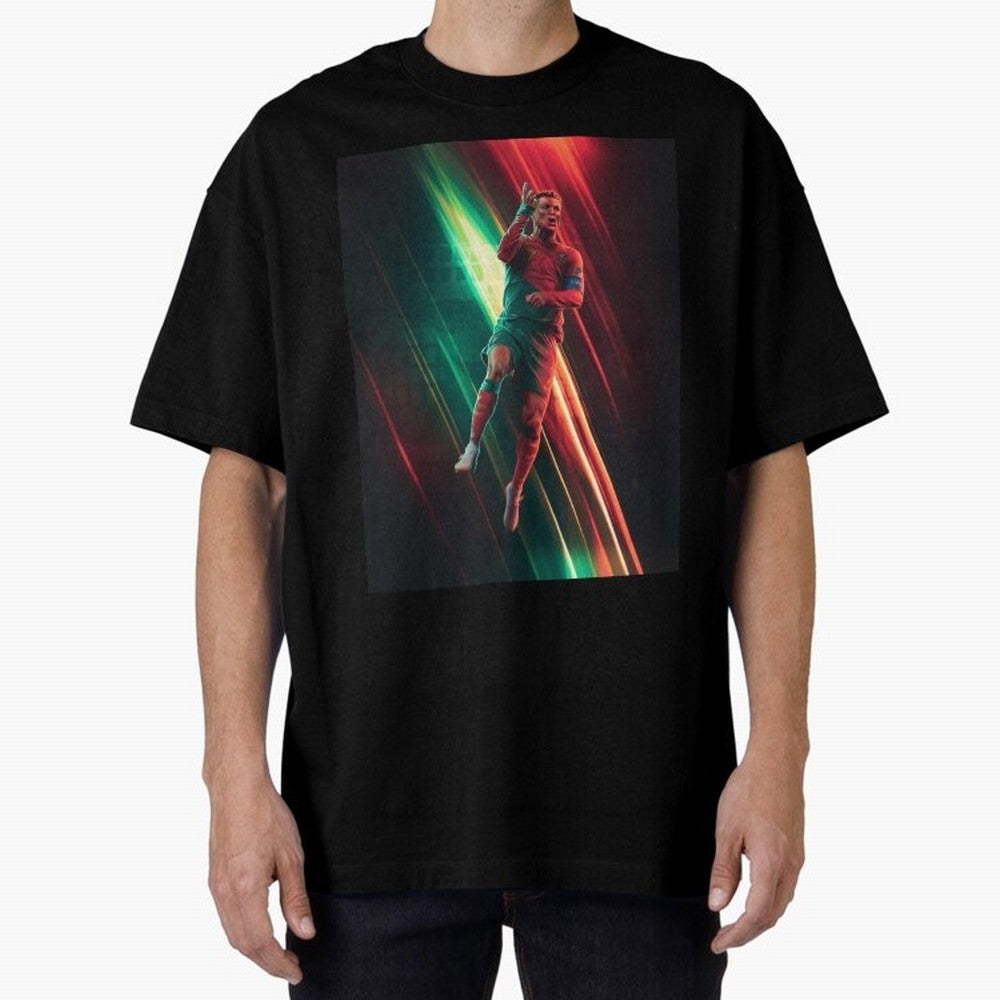 Cristiano Ronaldo Oversized T-Shirt Feel Global Football Passion for FIFA World Cup 2026 USA Canada Mexico, Featuring CR7 and Messi, France and Portugal, Football Festival Excitement, Trophy Ambitions, Country Rivalries and Star Player Buzz; Great