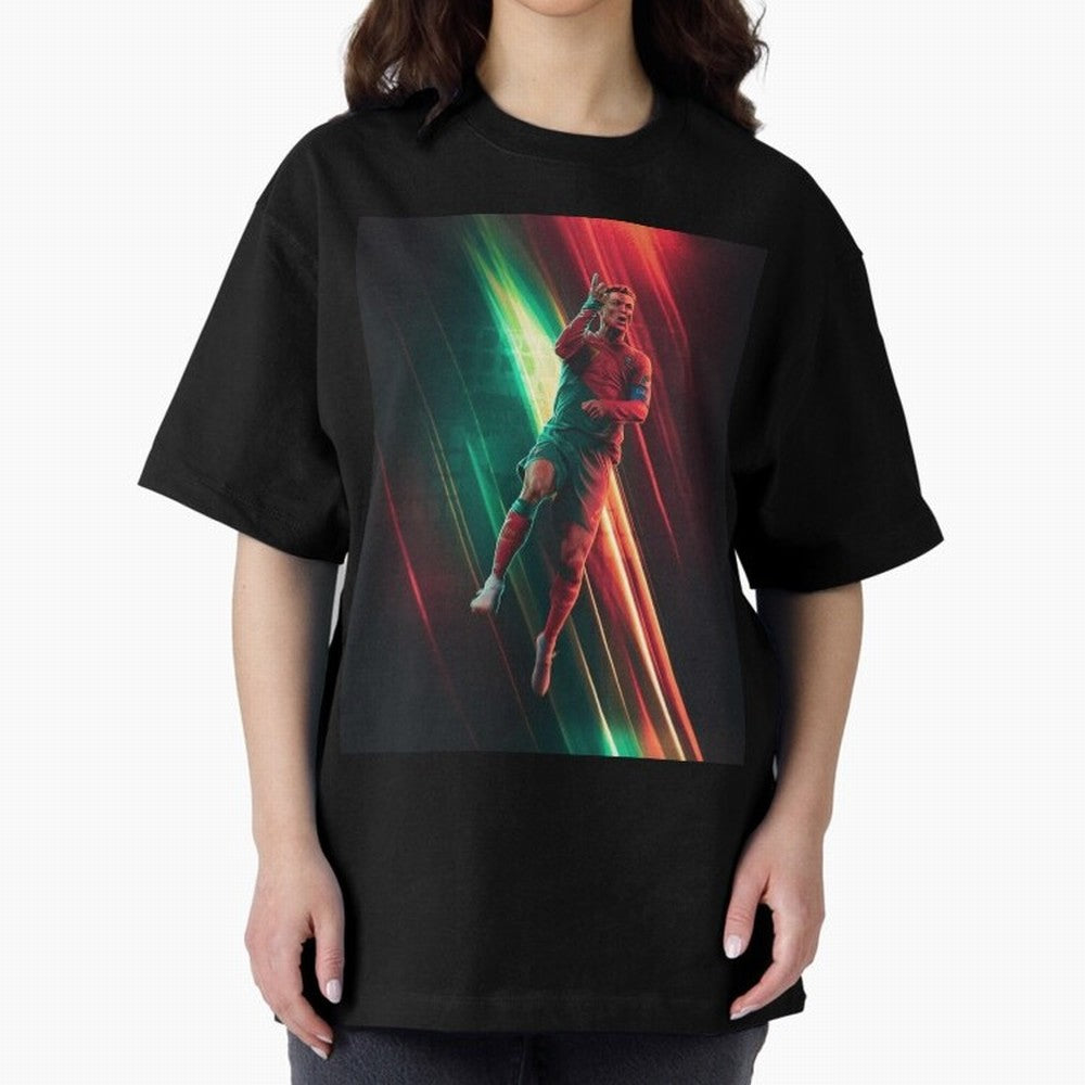 Cristiano Ronaldo Oversized T-Shirt Feel Global Football Passion for FIFA World Cup 2026 USA Canada Mexico, Featuring CR7 and Messi, France and Portugal, Football Festival Excitement, Trophy Ambitions, Country Rivalries and Star Player Buzz; Great