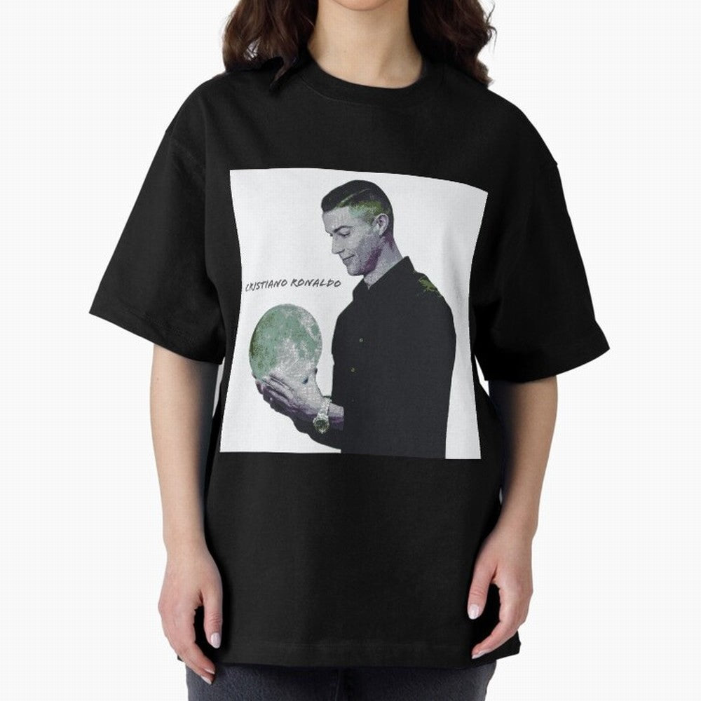 Cristiano Ronaldo art illustration. Cristiano Ronaldo sketch art Oversized T-Shirt Stand with FIFA World Cup 2026 Spirit, Highlighting Spain, Haaland and Mbappe, Fan Favorite Moments, National Team Passion, Big Match Drama and Soccer History; Ideal