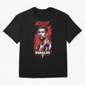 Cristiano Ronaldo CR7 Geometric Vector Portrait Oversized T-Shirt Celebrate the Stars of Global Football Passion for FIFA World Cup 2026 USA Canada Mexico, Inspired by Haaland, Spain, Vintage Soccer Flavor, Modern Football Stars, National Flags and