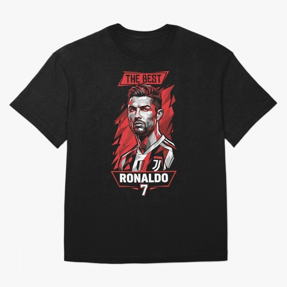 Cristiano Ronaldo CR7 Geometric Vector Portrait Oversized T-Shirt Celebrate the Stars of Global Football Passion for FIFA World Cup 2026 USA Canada Mexico, Inspired by Haaland, Spain, Vintage Soccer Flavor, Modern Football Stars, National Flags and