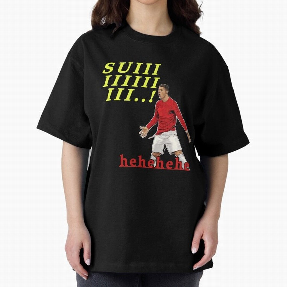Hehehe suiii !! Cristiano ronaldo goal Oversized T-Shirt Celebrate National Team Dreams in FIFA World Cup 2026 USA Canada Mexico Spirit, Featuring England, Messi, Championship Spirit, Famous Goals, Roaring Crowds and International Football Unity;