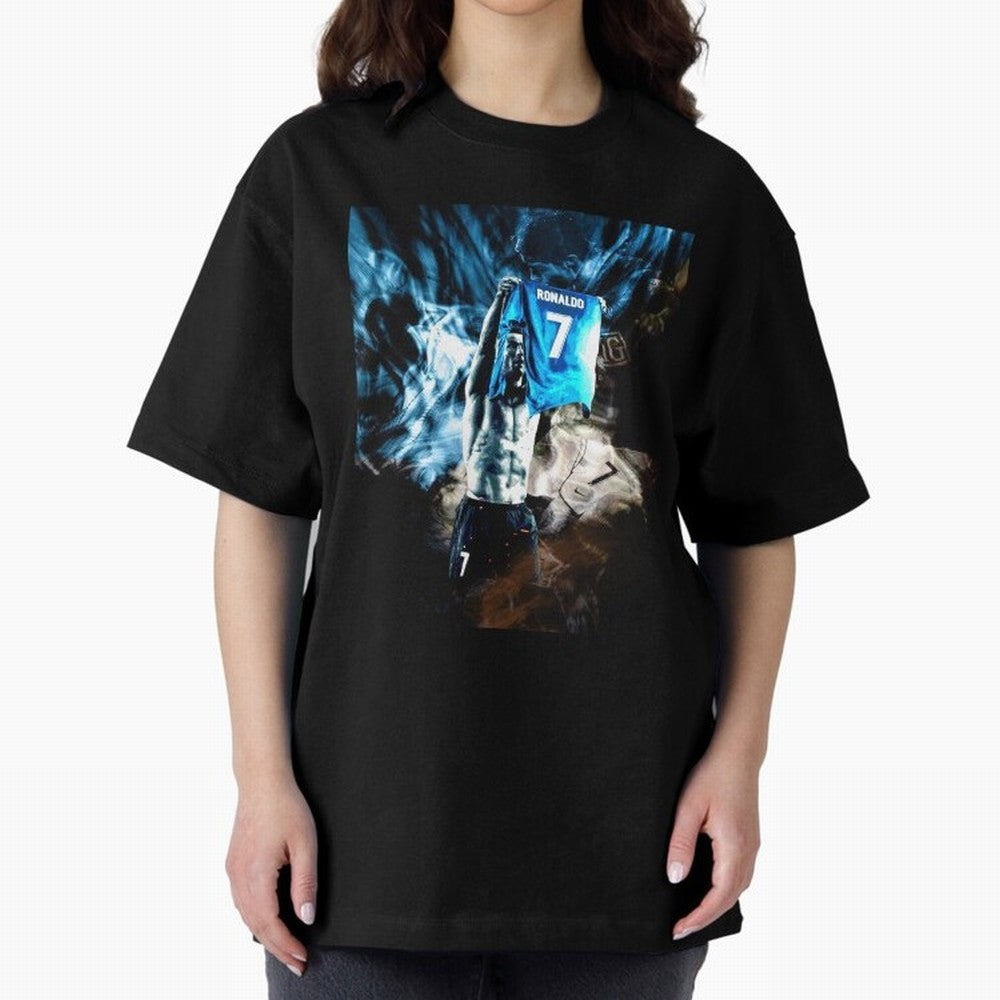 Cristiano Ronaldo Graphic Oversized T-Shirt Create Global Football Passion for FIFA World Cup 2026 USA Canada Mexico, Highlighting Cristiano Ronaldo, France and Portugal, Retro Football Energy, Iconic Rivalries, Trophy Chase Drama and Stadium