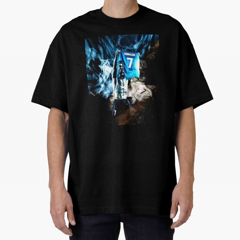 Cristiano Ronaldo Graphic Oversized T-Shirt Create Global Football Passion for FIFA World Cup 2026 USA Canada Mexico, Highlighting Cristiano Ronaldo, France and Portugal, Retro Football Energy, Iconic Rivalries, Trophy Chase Drama and Stadium
