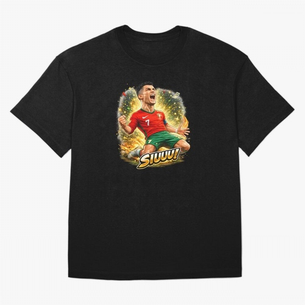 CR7 SIUUU Celebration Cartoon ¨C Legendary Football Goal Celebration Oversized T-Shirt Get Ready for FIFA World Cup 2026 Group Stage Celebrating CR7, Portugal, Spain and Germany Energy, Stadium Memories, Football Loyalty, International Chants and