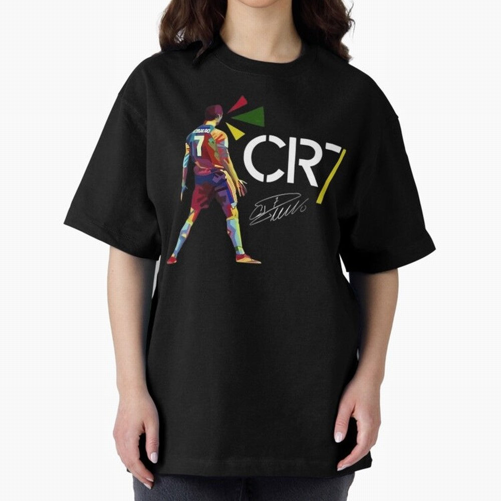 Cr7 Cristiano Ronaldo Signature Oversized T-Shirt Honor the Beautiful Game during FIFA World Cup 2026 Group Stage Highlighting Messi, Argentina Energy, Championship Spirit, Famous Goals, Roaring Crowds and International Football Unity; Perfect for