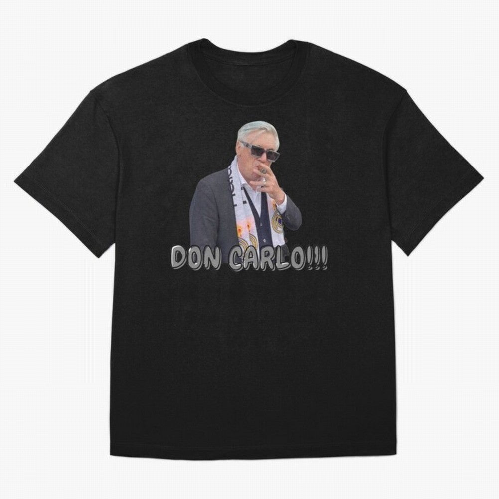Don Carlo Ancelotti Oversized T-Shirt Show Match Day Excitement for Match Day Hype around FIFA World Cup 2026, CR7 and Messi, Spain, Championship Spirit, Famous Goals, Roaring Crowds and International Football Unity; Great for Watch Parties, Sports