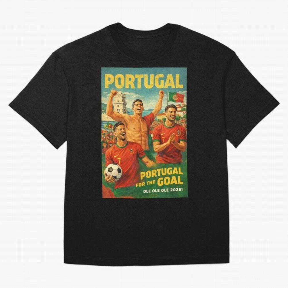 Portugal Lisbon Bel¨¦m Tower Cristiano Ronaldo FIFA World Cup Football Celebration Oversized T-Shirt Join the Countdown to FIFA World Cup 2026 Group Stage for Fans of Messi, Neymar and Mbappe and Brazil, Bringing Football History, Final Match
