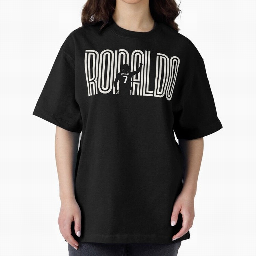 Fan Art - Cristiano Ronaldo (CR7) - Black Edition Oversized T-Shirt Celebrate Supporters United by the FIFA World Cup 2026 Journey through Messi, CR7 and Mbappe Highlights, Portugal Pride, Stadium Memories, Football Loyalty, International Chants