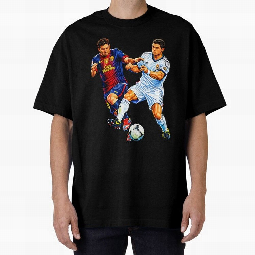 2 GOATS Oversized T-Shirt Celebrate the Magic of FIFA World Cup 2026 USA Canada Mexico Celebrating Haaland and Mbappe, Brazil, Portugal and Argentina Energy, Goal Celebration Energy, Supporter Heritage, Football Icons and Worldwide Tournament Joy;