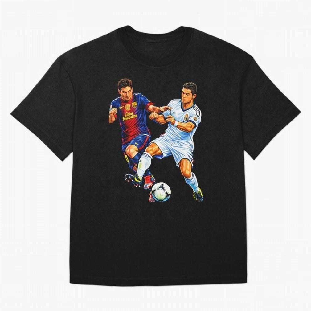 2 GOATS Oversized T-Shirt Celebrate the Magic of FIFA World Cup 2026 USA Canada Mexico Celebrating Haaland and Mbappe, Brazil, Portugal and Argentina Energy, Goal Celebration Energy, Supporter Heritage, Football Icons and Worldwide Tournament Joy;
