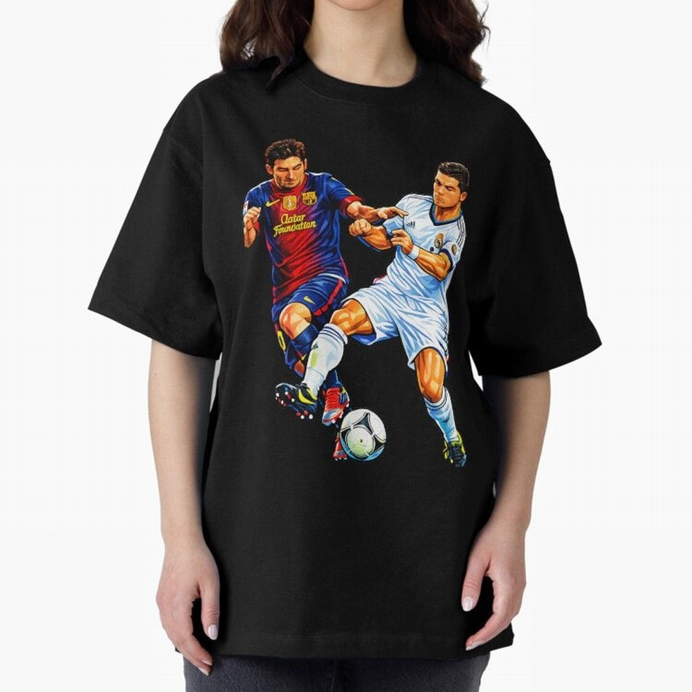 2 GOATS Oversized T-Shirt Celebrate the Magic of FIFA World Cup 2026 USA Canada Mexico Celebrating Haaland and Mbappe, Brazil, Portugal and Argentina Energy, Goal Celebration Energy, Supporter Heritage, Football Icons and Worldwide Tournament Joy;