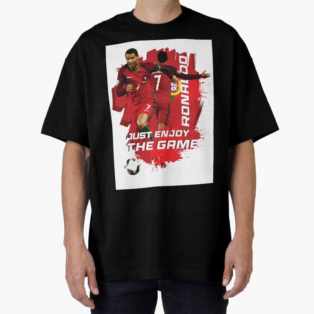 Cristiano Ronaldo Oversized T-Shirt Cheer for FIFA World Cup 2026 Spirit, Highlighting Portugal, Messi, CR7 and Mbappe, Championship Spirit, Famous Goals, Roaring Crowds and International Football Unity; Ideal for Fans Who Follow Messi, Cristiano