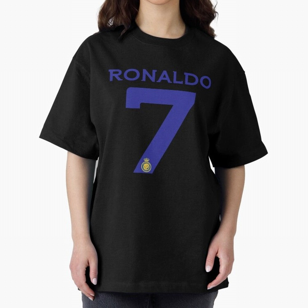 Ronaldo 7 Al-Nassr Football Club - Oversized T-Shirt Create FIFA World Cup 2026 Centered on Messi, CR7 and Mbappe, Portugal Energy, Football Festival Excitement, Trophy Ambitions, Country Rivalries and Star Player Buzz; Created for Match Day