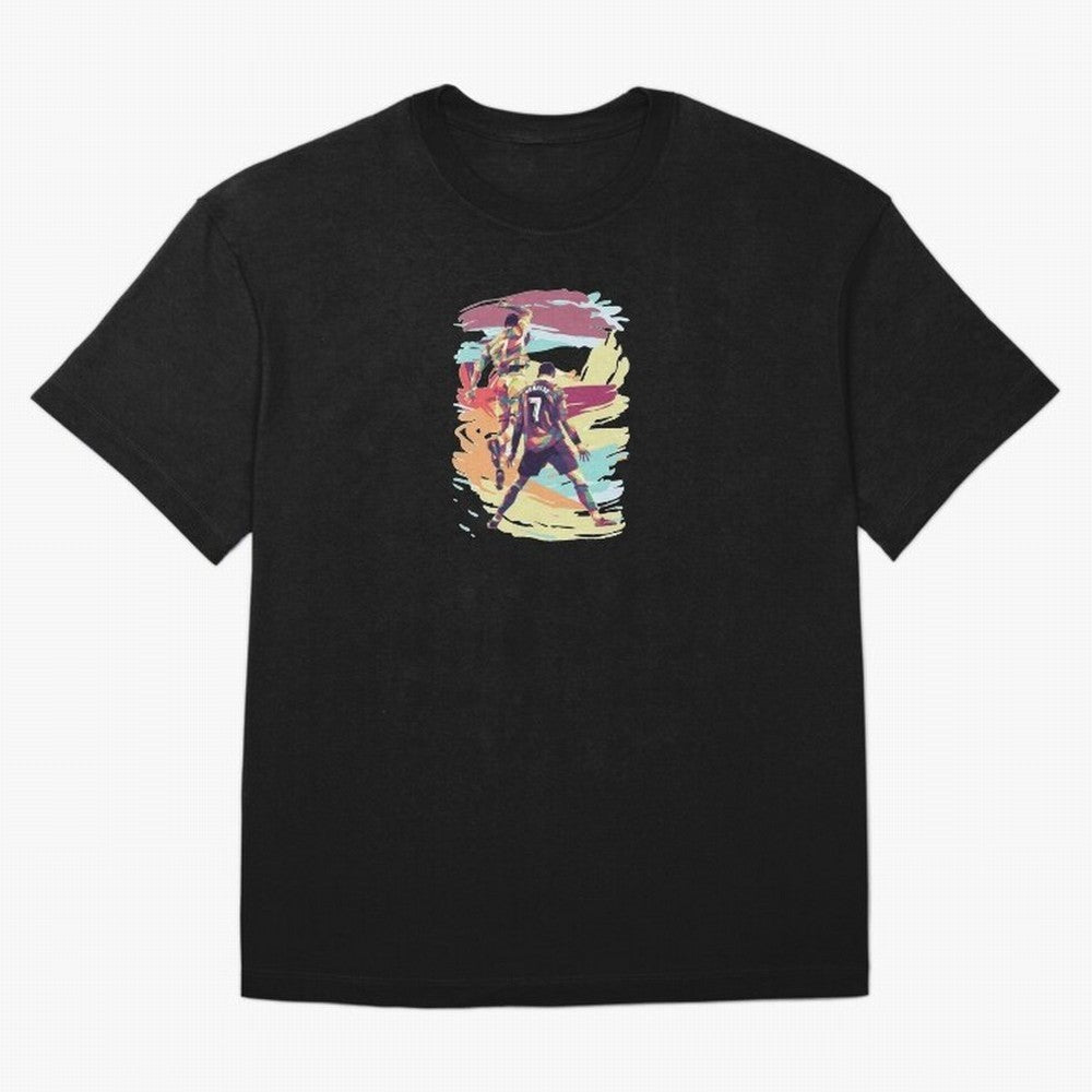 Illustration Cristiano Ronaldo CR7 Oversized T-Shirt Stand Out with Spirit from Global Football Passion for FIFA World Cup 2026 Group Stage, Built around Mbappe, France and Portugal, Global Supporter Spirit, Legendary Goals, National Colors and