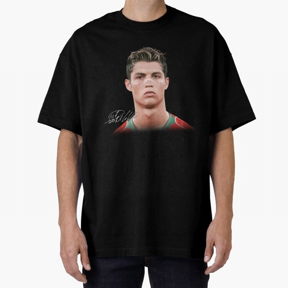 Cristiano Ronaldo T-Shirt Big Face Young Ronaldo Graphic Tee Oversized T-Shirt Enjoy Match Day Hype around FIFA World Cup 2026 USA Canada Mexico, Mbappe and Neymar, England, Stadium Chants, National Pride, Trophy Dreams and Unforgettable Football