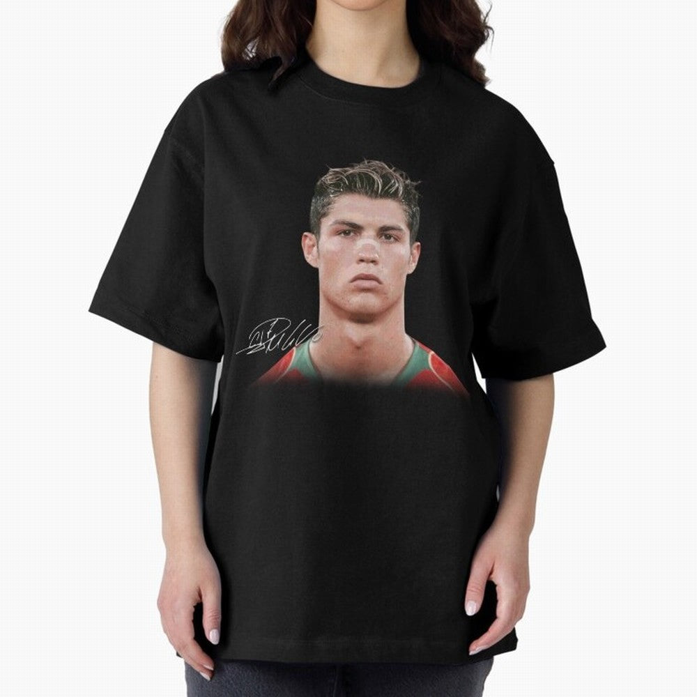 Cristiano Ronaldo T-Shirt Big Face Young Ronaldo Graphic Tee Oversized T-Shirt Enjoy Match Day Hype around FIFA World Cup 2026 USA Canada Mexico, Mbappe and Neymar, England, Stadium Chants, National Pride, Trophy Dreams and Unforgettable Football