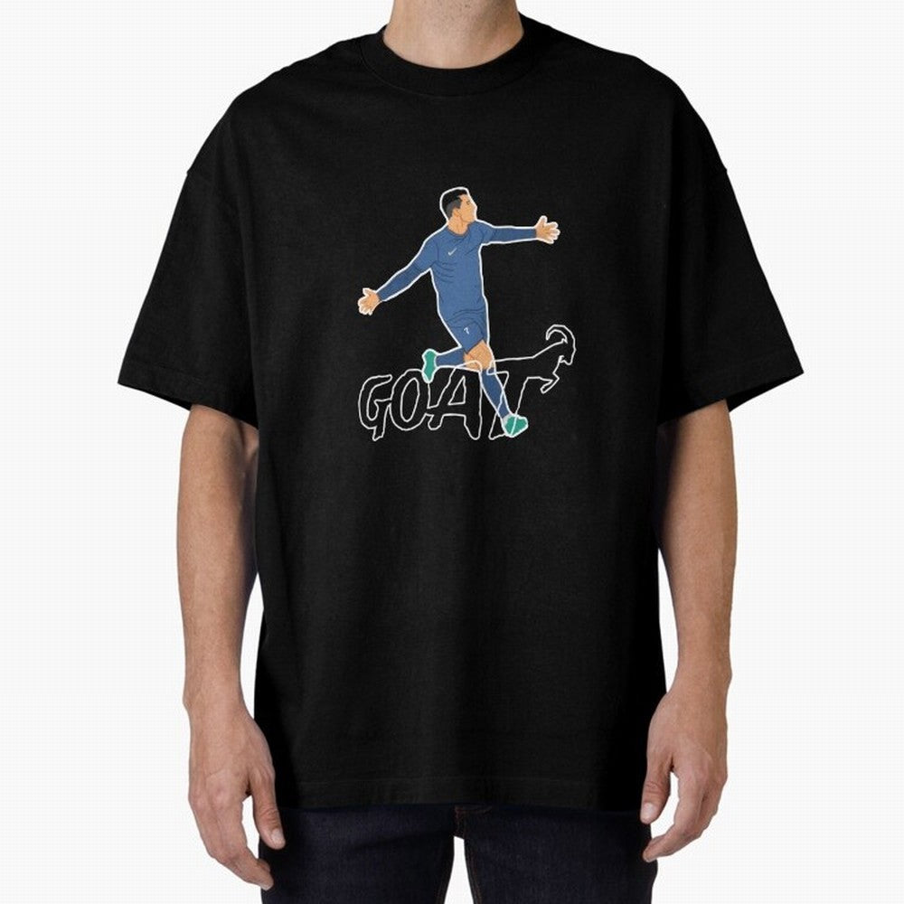 Cristiano Ronaldo - GOAT Oversized T-Shirt Fuel Your Fan Pride for FIFA World Cup 2026 Spirit, Built around Brazil, Haaland, Soccer Culture, Superstar Moments, National Team Dreams and Competitive Fire; Perfect for Supporters Who Want Bold Football
