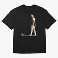 Ronaldo Watercolor Oversized T-Shirt Stand Out with Spirit from Global Football Passion for FIFA World Cup 2026 USA Canada Mexico, Capturing Messi and Cristiano Ronaldo, England, Vintage Soccer Flavor, Modern Football Stars, National Flags and
