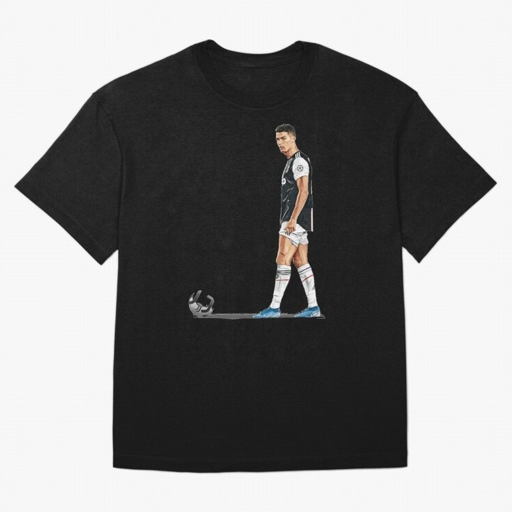 Ronaldo Watercolor Oversized T-Shirt Stand Out with Spirit from Global Football Passion for FIFA World Cup 2026 USA Canada Mexico, Capturing Messi and Cristiano Ronaldo, England, Vintage Soccer Flavor, Modern Football Stars, National Flags and