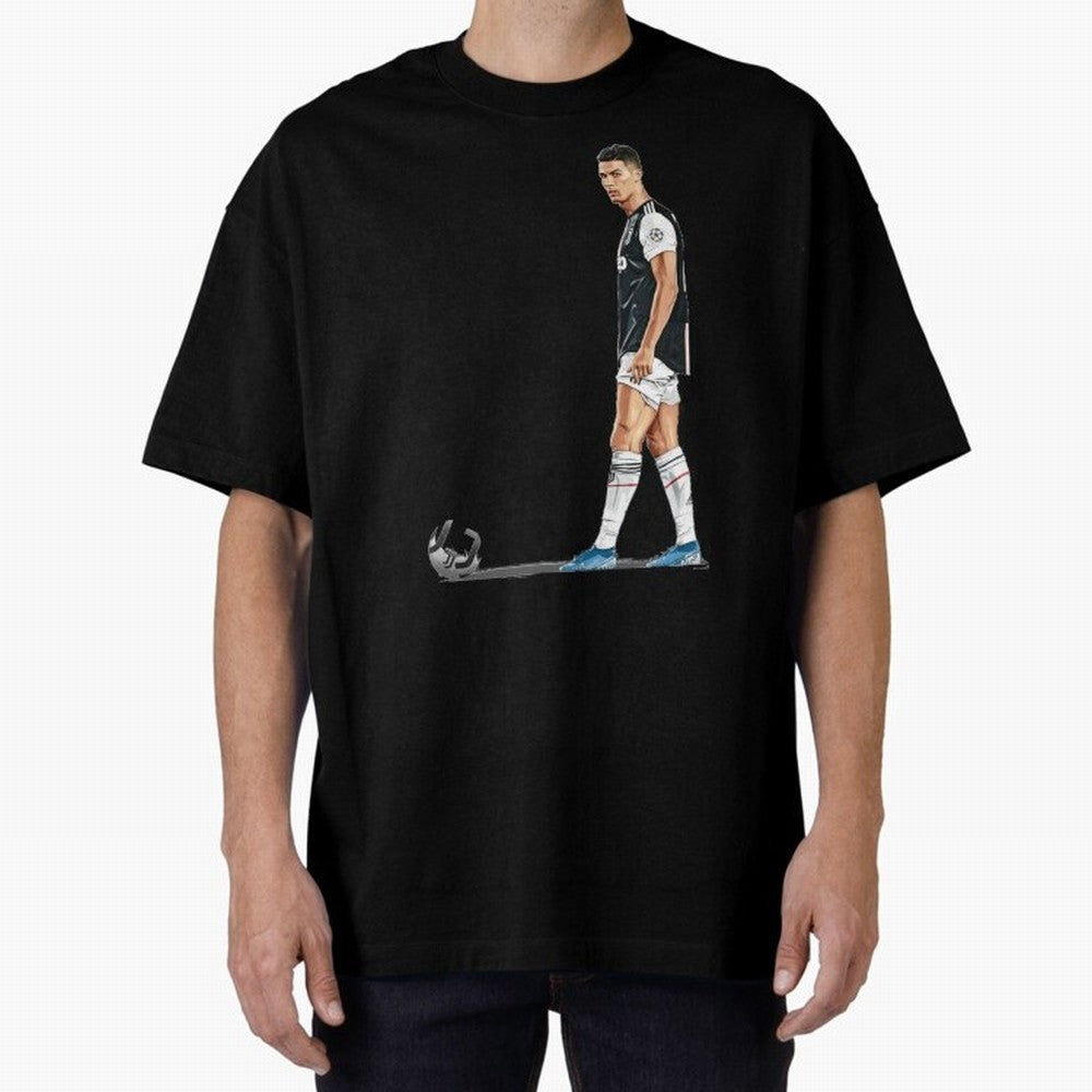 Ronaldo Watercolor Oversized T-Shirt Stand Out with Spirit from Global Football Passion for FIFA World Cup 2026 USA Canada Mexico, Capturing Messi and Cristiano Ronaldo, England, Vintage Soccer Flavor, Modern Football Stars, National Flags and