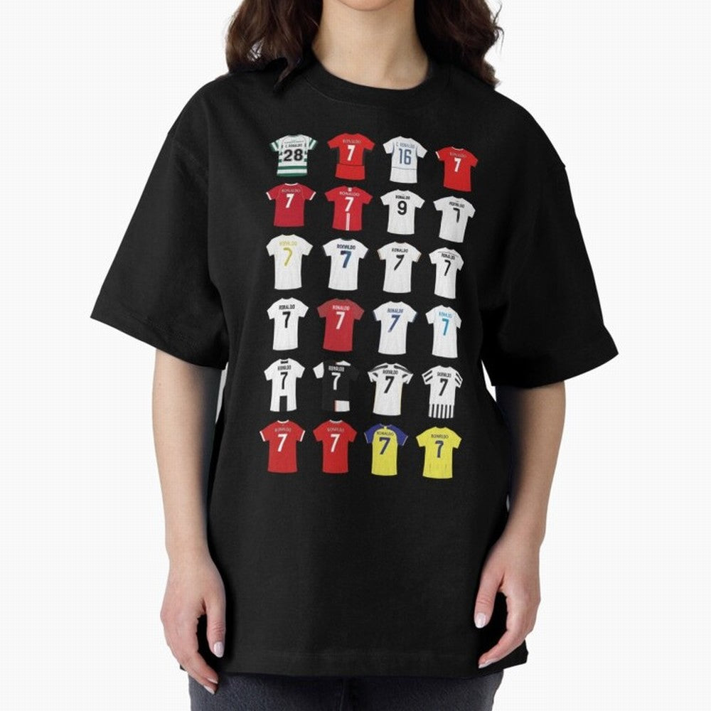 Cristiano Ronaldo Football Oversized T-Shirt Bring Global Tournament Vibes to Global Football Passion for FIFA World Cup 2026, Inspired by Messi and Cristiano Ronaldo, Brazil, Worldwide Fan Energy, Dramatic Goals, Stadium Lights and Championship