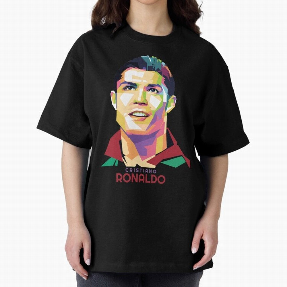 Geometric Celebrity Cristiano Ronaldo Oversized T-Shirt Bring Stadium Energy to Match Day Hype around FIFA World Cup 2026 USA Canada Mexico, Haaland and Mbappe, Brazil, Goal Celebration Energy, Supporter Heritage, Football Icons and Worldwide