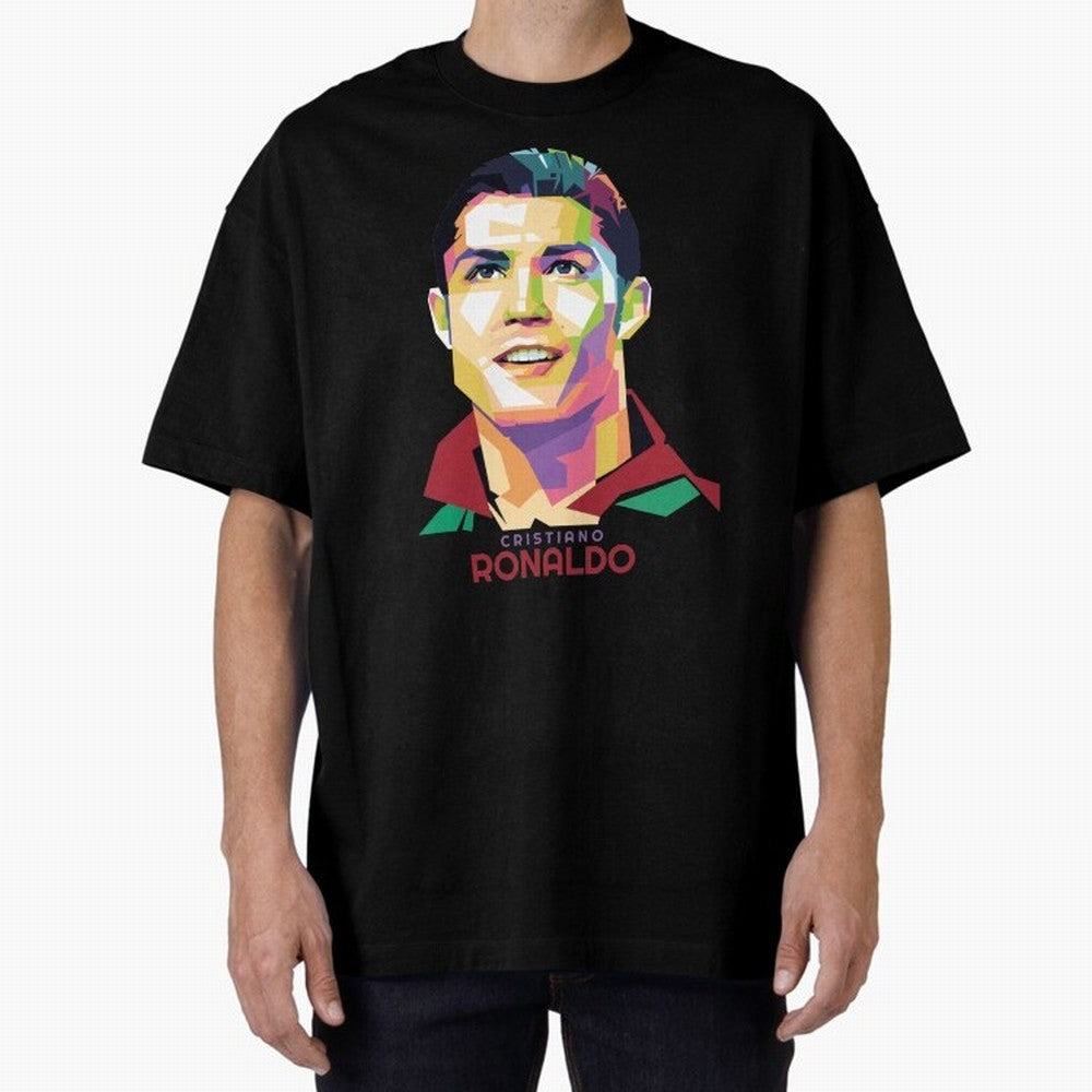 Geometric Celebrity Cristiano Ronaldo Oversized T-Shirt Bring Stadium Energy to Match Day Hype around FIFA World Cup 2026 USA Canada Mexico, Haaland and Mbappe, Brazil, Goal Celebration Energy, Supporter Heritage, Football Icons and Worldwide