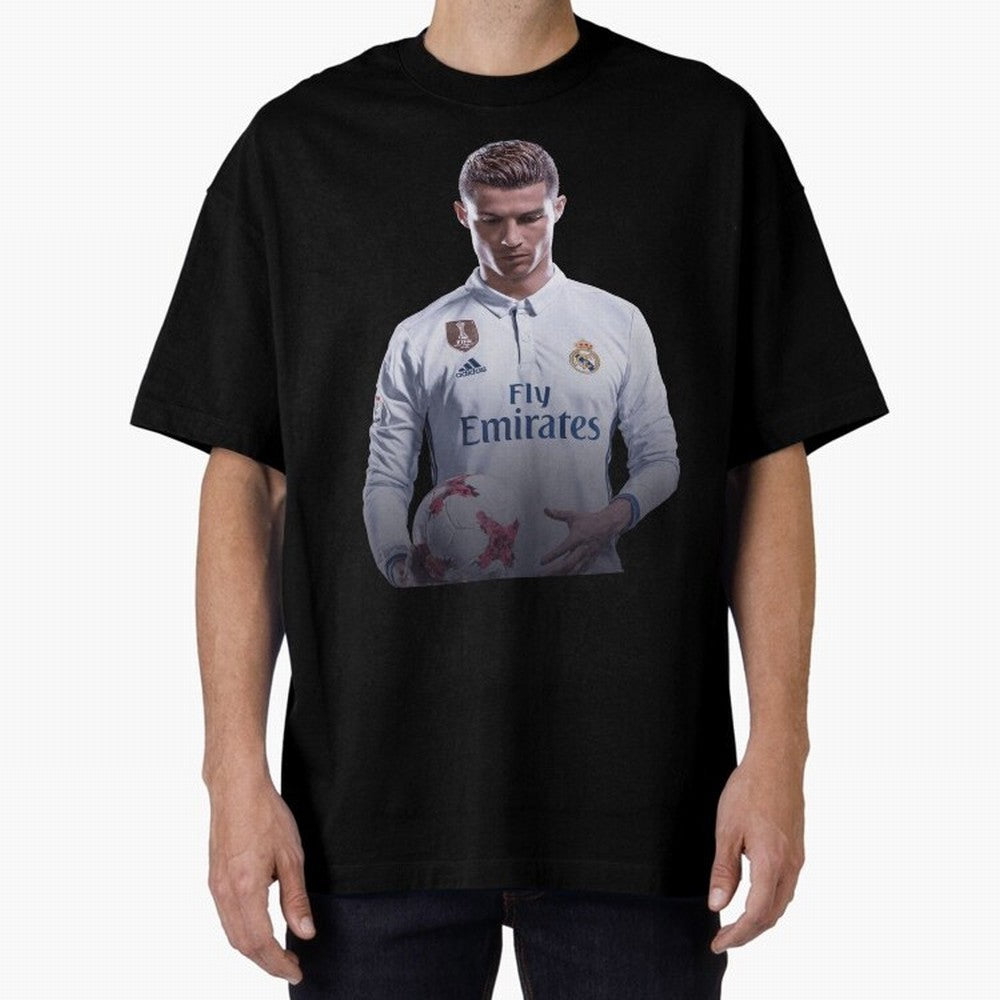 Ronaldo Madrid Jersey Poster Oversized T-Shirt Fuel FIFA World Cup 2026 Spirit, with Netherlands, Haaland and Mbappe, Supporter Pride, Iconic Celebrations, Legendary Names and Global Match Day Energy; Ideal for Football Dads, Football Moms,