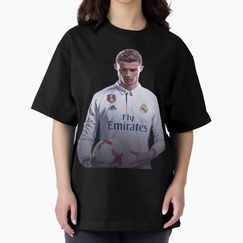 Ronaldo Madrid Jersey Poster Oversized T-Shirt Fuel FIFA World Cup 2026 Spirit, with Netherlands, Haaland and Mbappe, Supporter Pride, Iconic Celebrations, Legendary Names and Global Match Day Energy; Ideal for Football Dads, Football Moms,