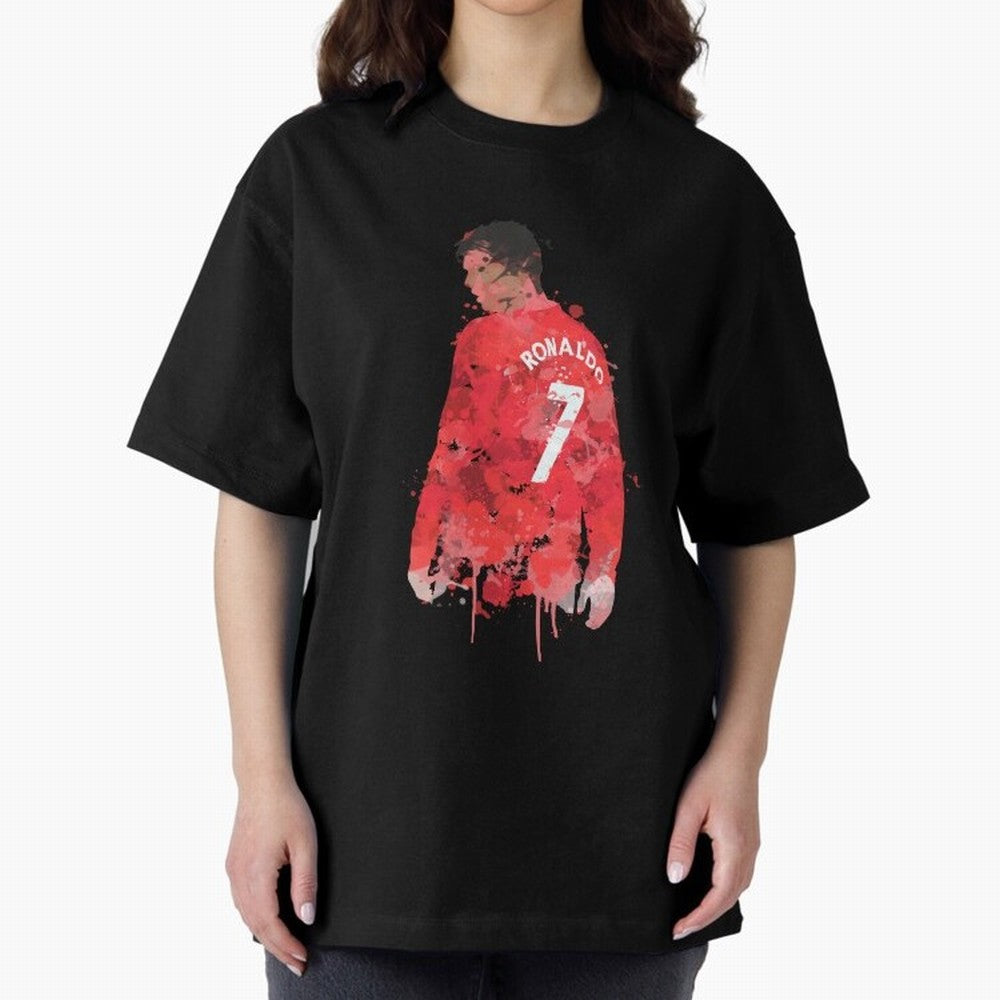 Cristiano Ronaldo - Manchester United Legend Art Oversized T-Shirt Keep the Match Day Mood of FIFA World Cup 2026 USA Canada Mexico for Fans of Haaland and Brazil, Portugal and Argentina, Bringing Match Day Excitement, Supporter Culture, Golden
