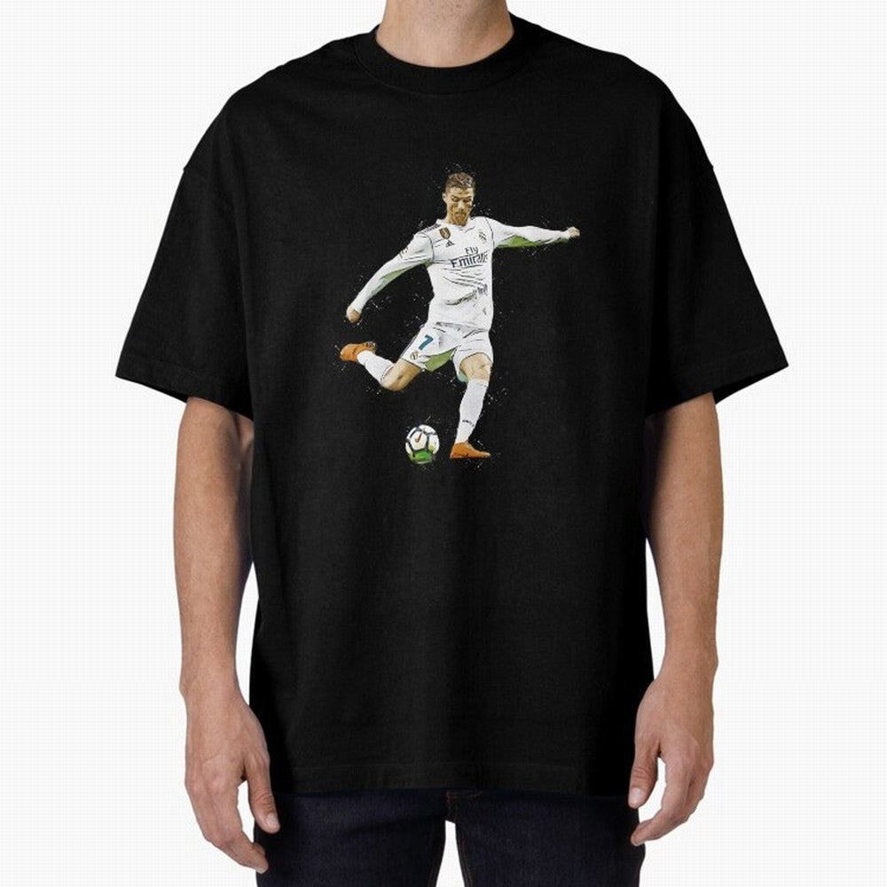 Cristiano Ronaldo Celebration Oversized T-Shirt Stand Out with Spirit from Global Football Passion for FIFA World Cup 2026 Group Stage, Capturing Neymar, Haaland and Cristiano Ronaldo, Argentina, France and Brazil, Champion Mindset, Group Stage