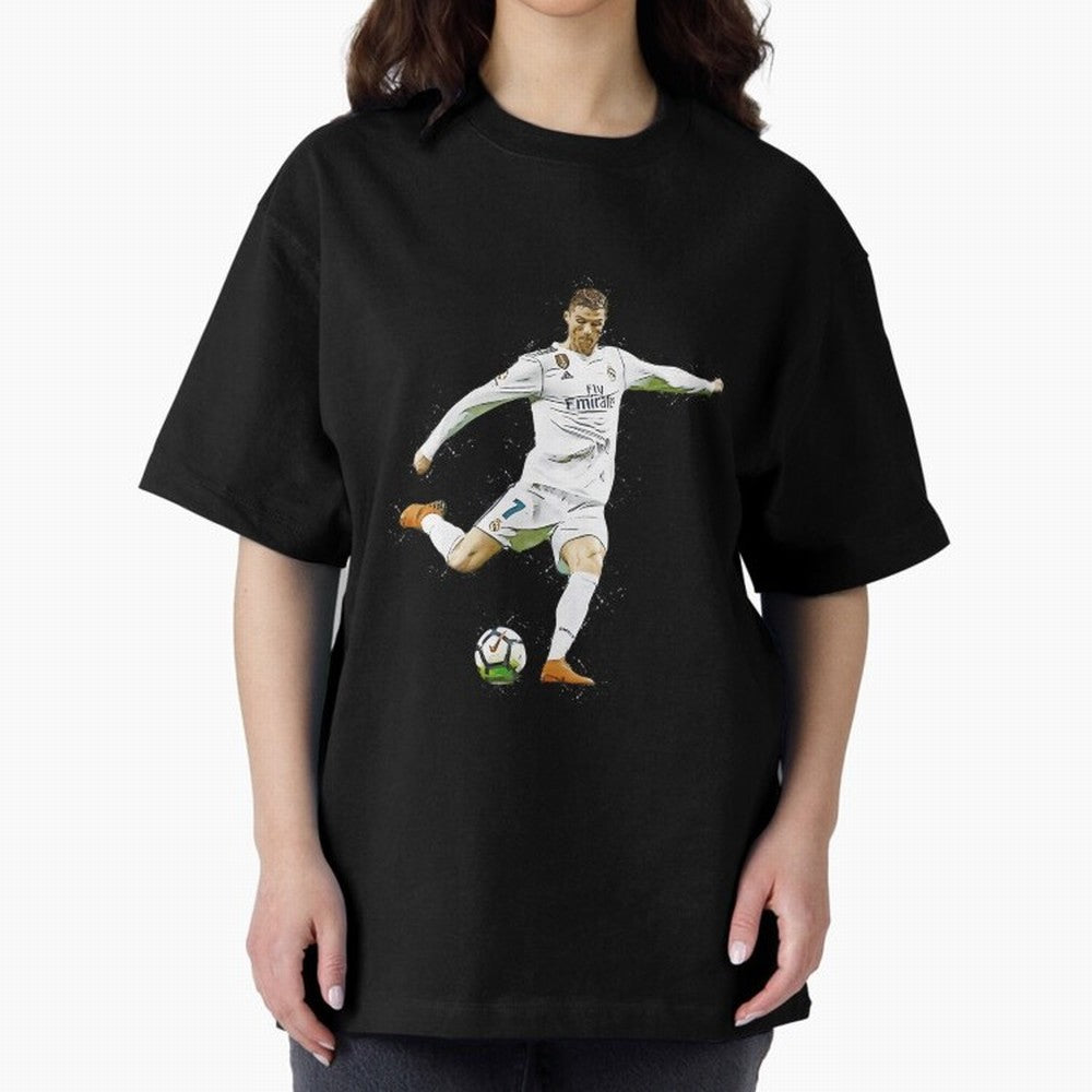 Cristiano Ronaldo Celebration Oversized T-Shirt Stand Out with Spirit from Global Football Passion for FIFA World Cup 2026 Group Stage, Capturing Neymar, Haaland and Cristiano Ronaldo, Argentina, France and Brazil, Champion Mindset, Group Stage